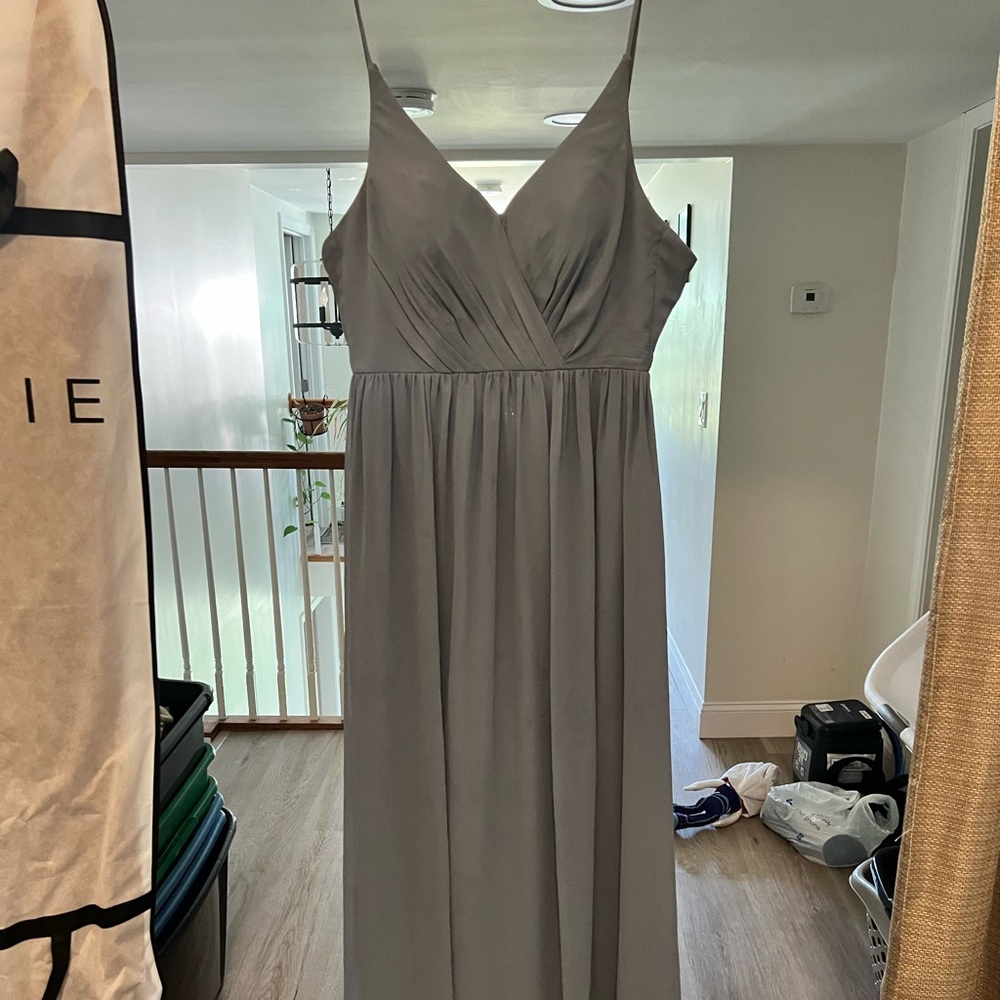 Bill Levkoff Gray V-Neck Gown